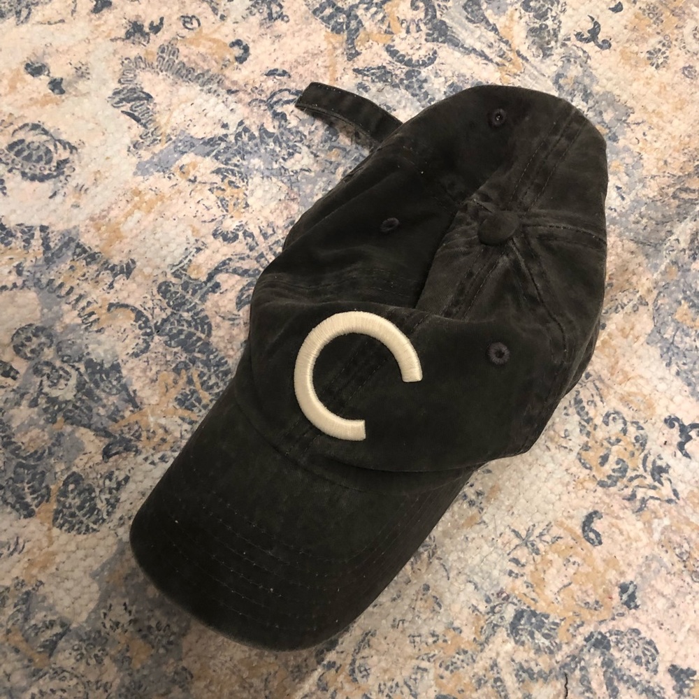 Black Cotton Baseball Cap with Cream 'C' Accent